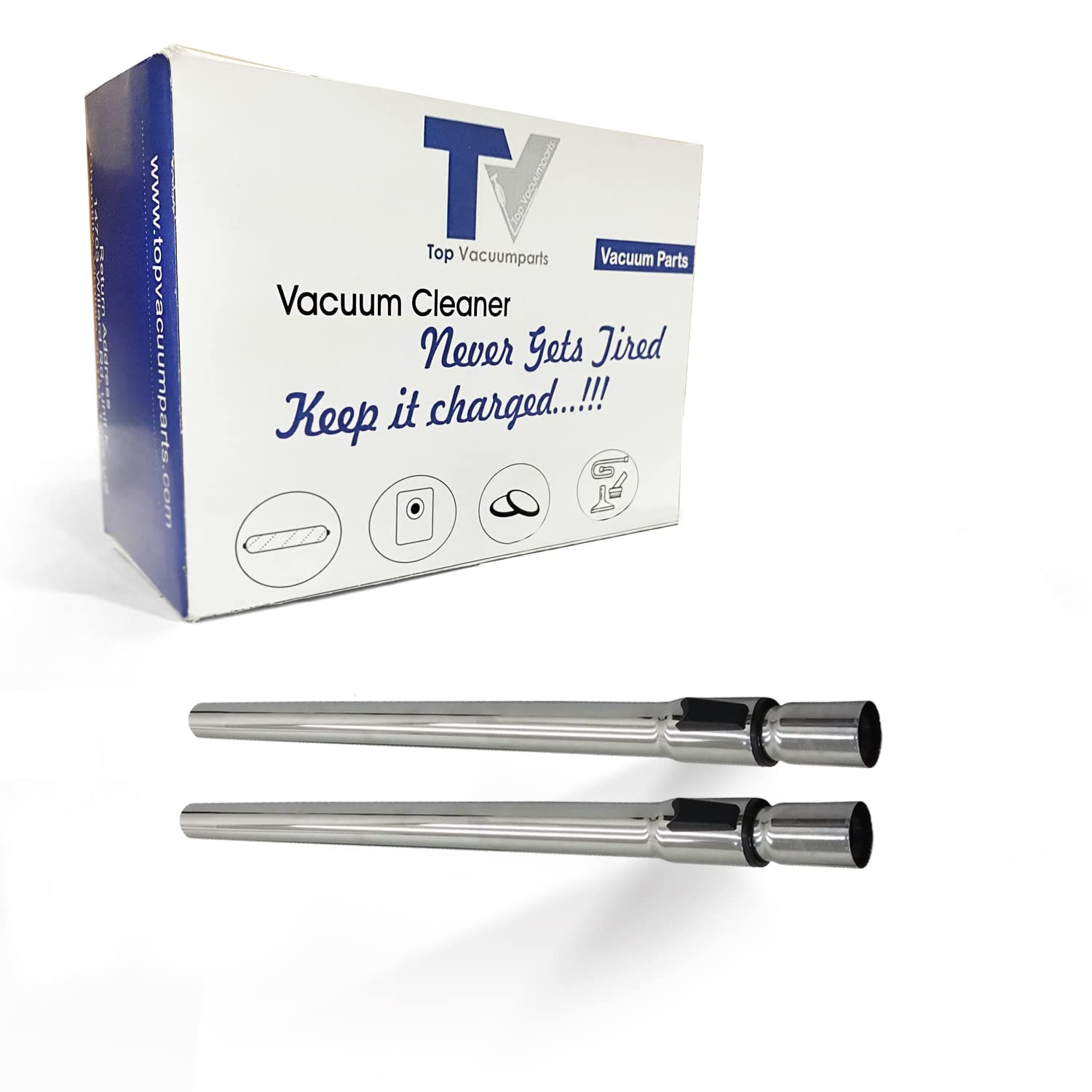 Topvacuumparts 2 Replacement for Miele 35mm Metal Chrome NON ELECTRIC Telescoping Wand. Fits Canisters with 35mm wand attachments # part 54-1901-01